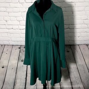 Top Shop Emerald Long Sleeve Dress